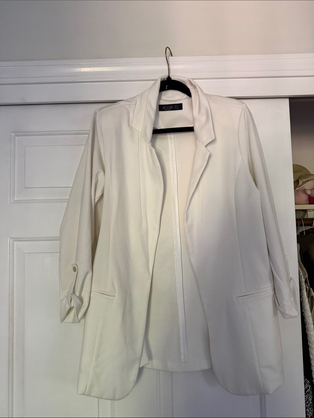 White Women's Open Front Blazer Jacket